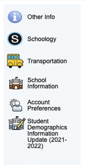 Image of PowerSchool menu.